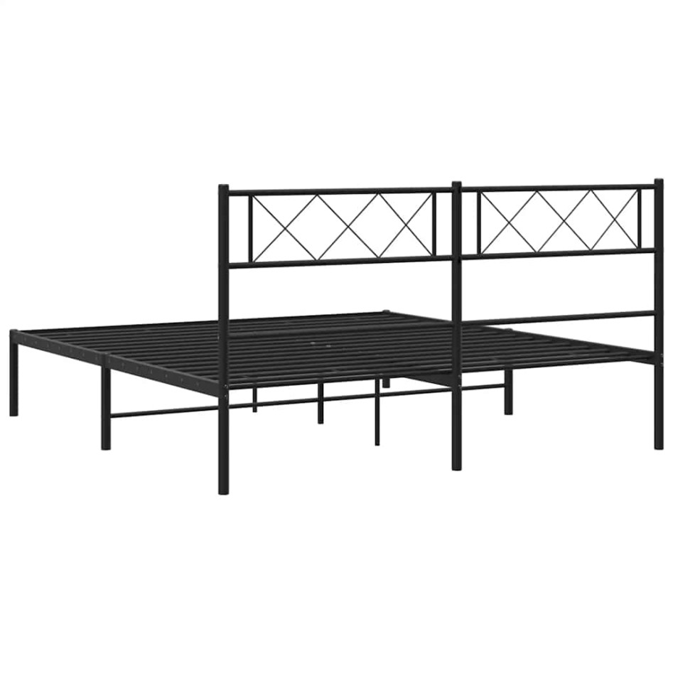 Estructura cama sin colchón con cabecero metal negro 135x190