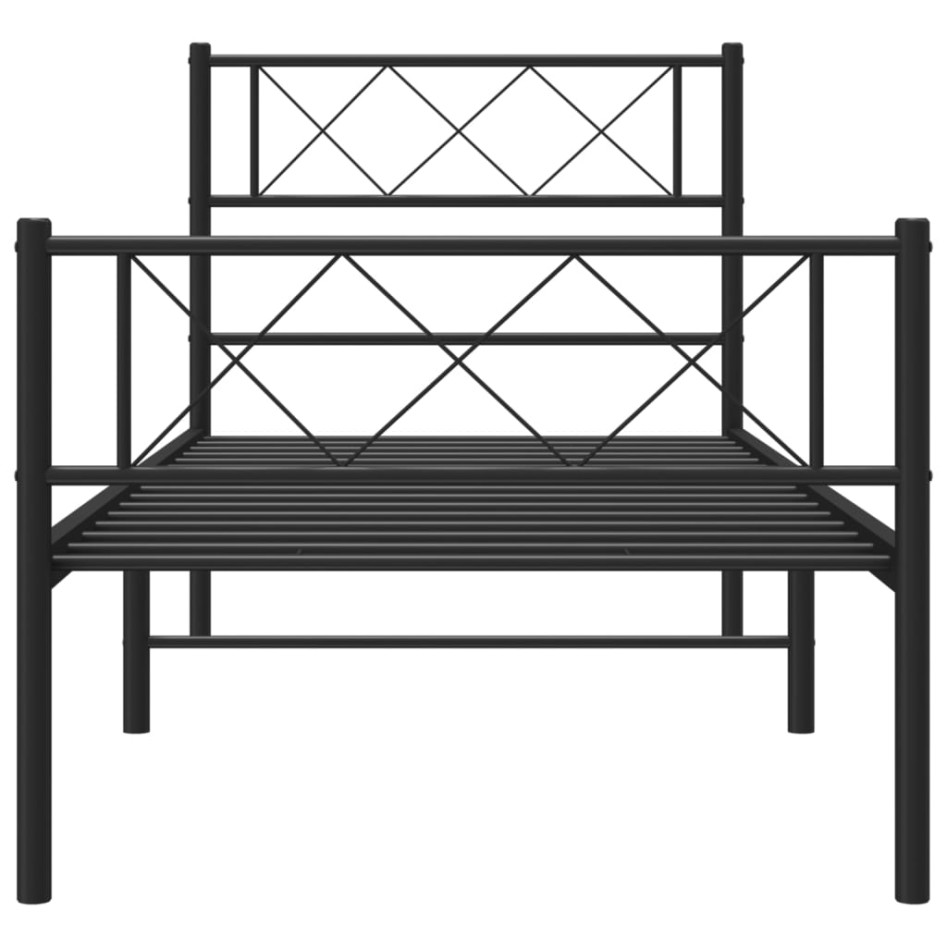 Estructura cama sin colchón con estribo metal negro 90x200