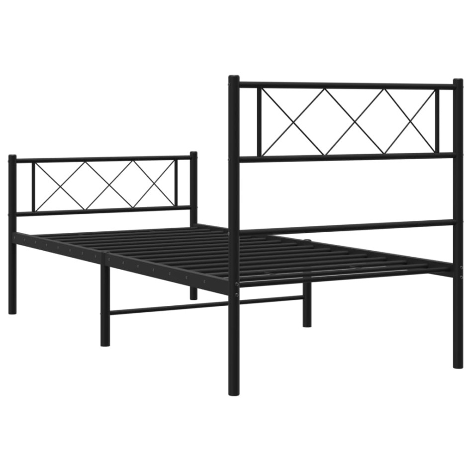 Estructura cama sin colchón con estribo metal negro 90x200