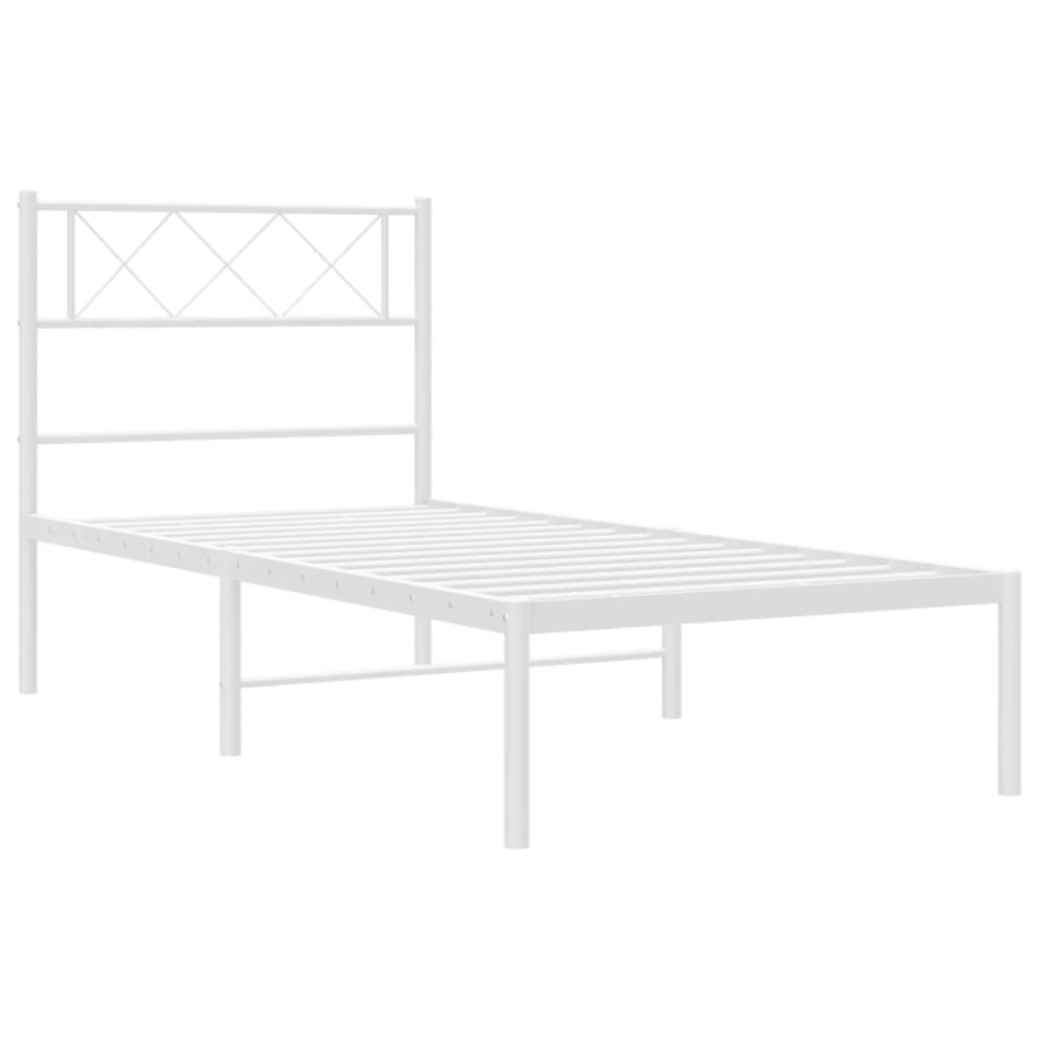 Estructura cama sin colchón con cabecero metal blanco 90x200