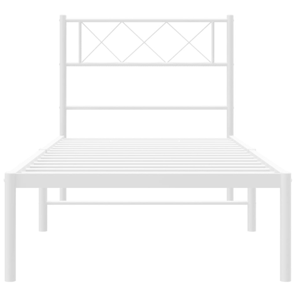 Estructura cama sin colchón con cabecero metal blanco 90x200