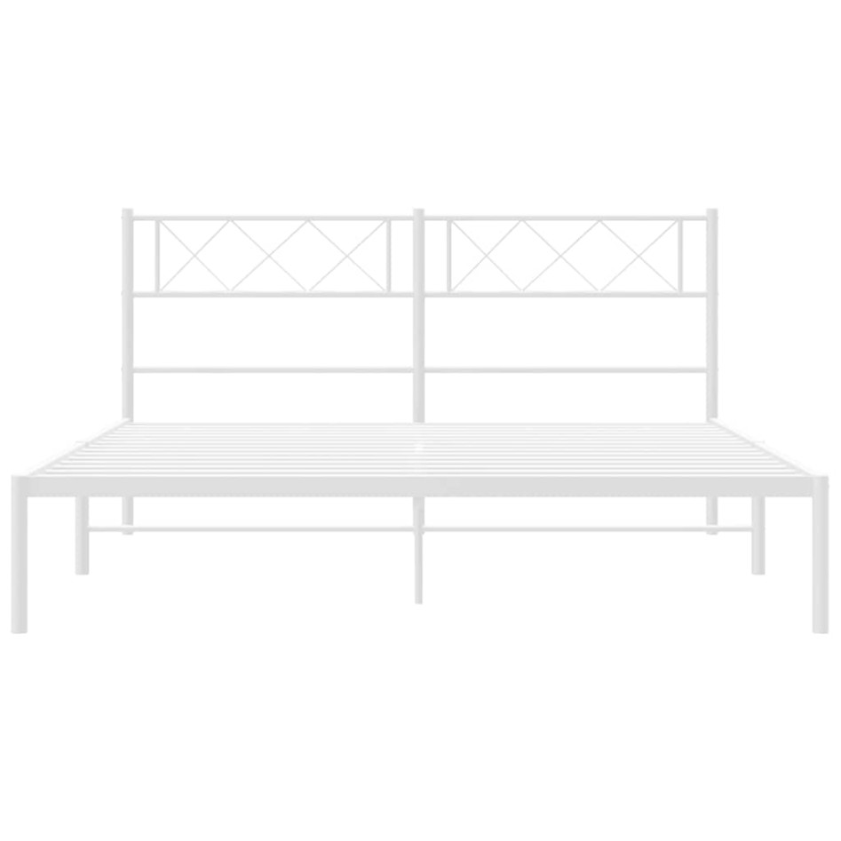 Estructura cama sin colchón con cabecero metal blanco