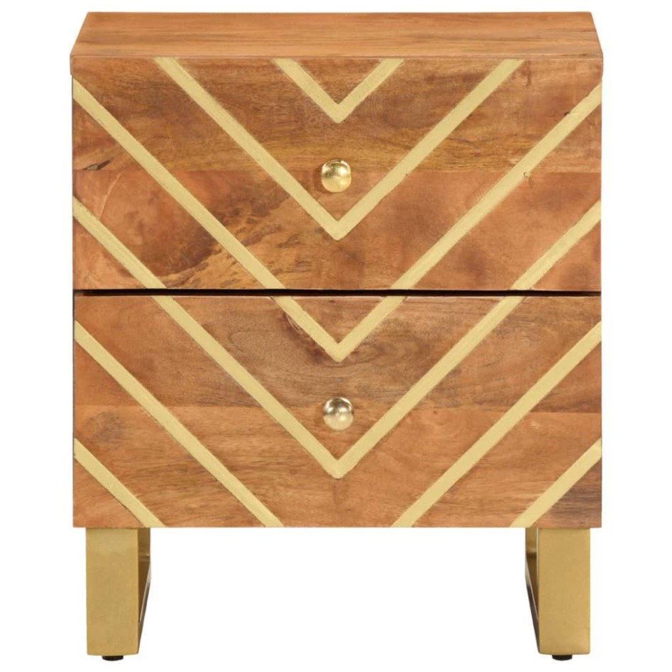 Mesita de noche de madera maciza de mango marrón y