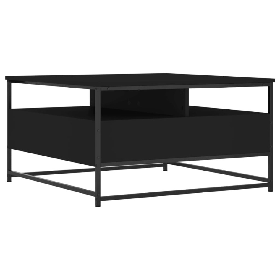 Mesa de centro madera de ingeniería negro 80x80x45