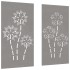 Adorno pared jardín 2 uds acero corten diseño flores 105x55