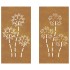 Adorno pared jardín 2 uds acero corten diseño flores 105x55