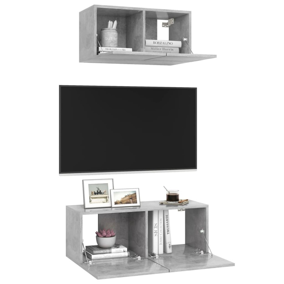 Set de muebles de salón 2 pzas madera ingeniería gris