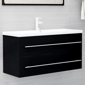 Armario para lavabo madera contrachapada negro 100x38,5x48
