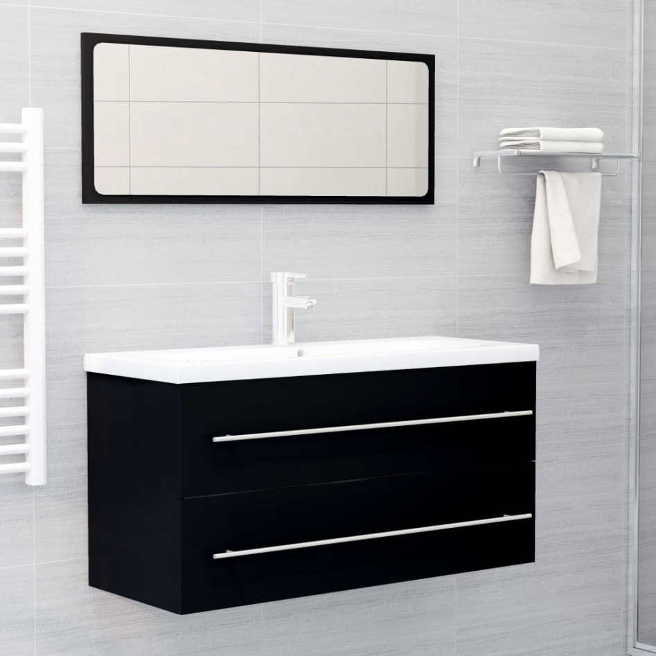 Armario para lavabo madera contrachapada negro 100x38,5x48