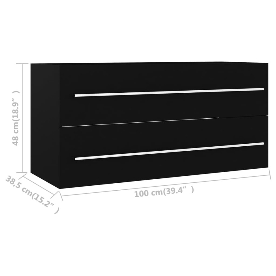 Armario para lavabo madera contrachapada negro 100x38,5x48