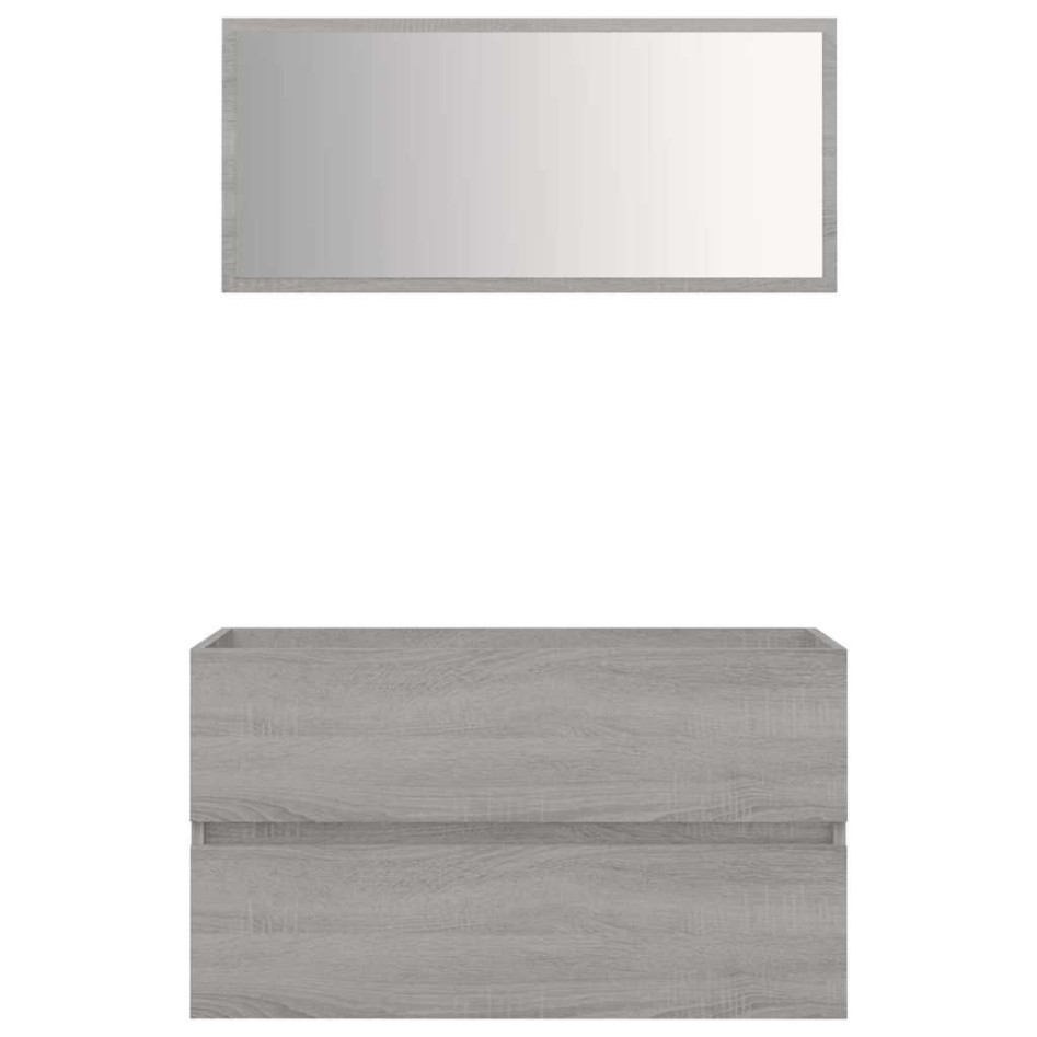 Set de muebles de baño 2 pzas madera contrachapada gris