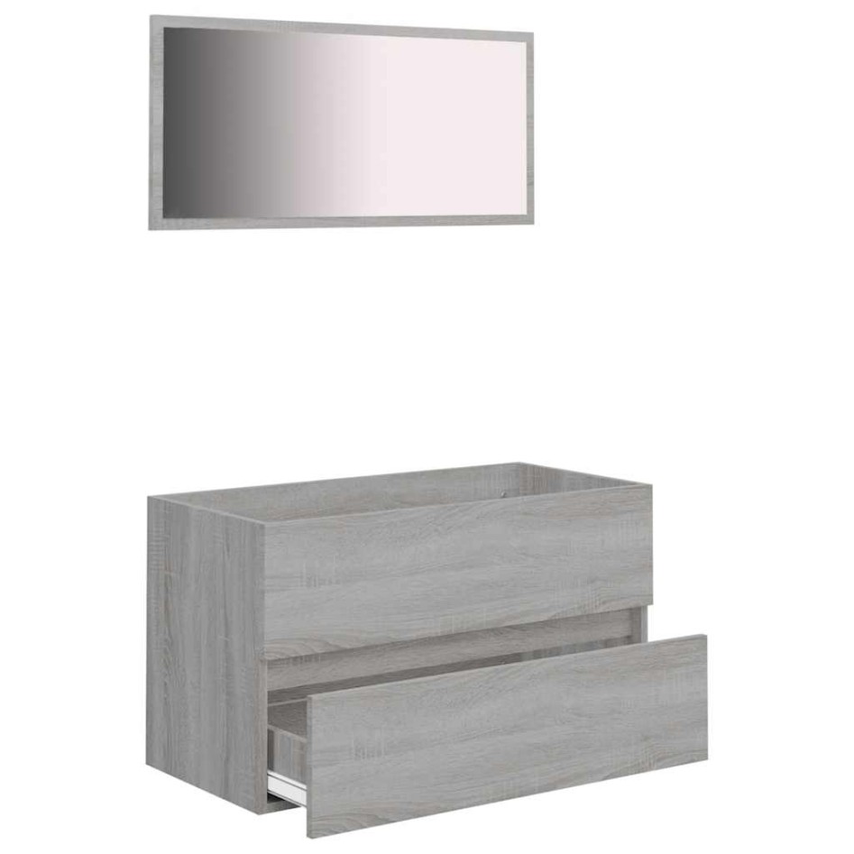 Set de muebles de baño 2 pzas madera contrachapada gris