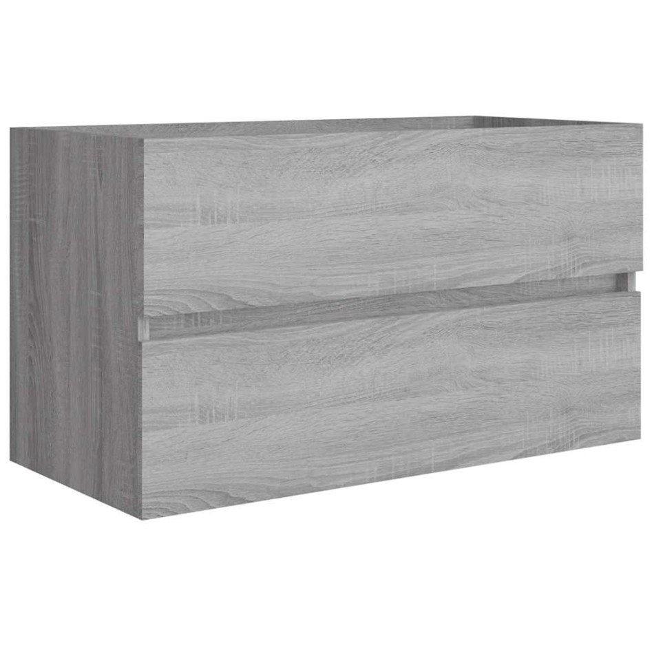 Set de muebles de baño 2 pzas madera contrachapada gris