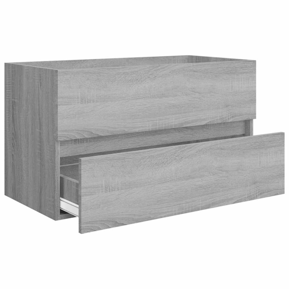 Set de muebles de baño 2 pzas madera contrachapada gris