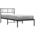 Estructura cama sin colchón con cabecero metal negro 80x200