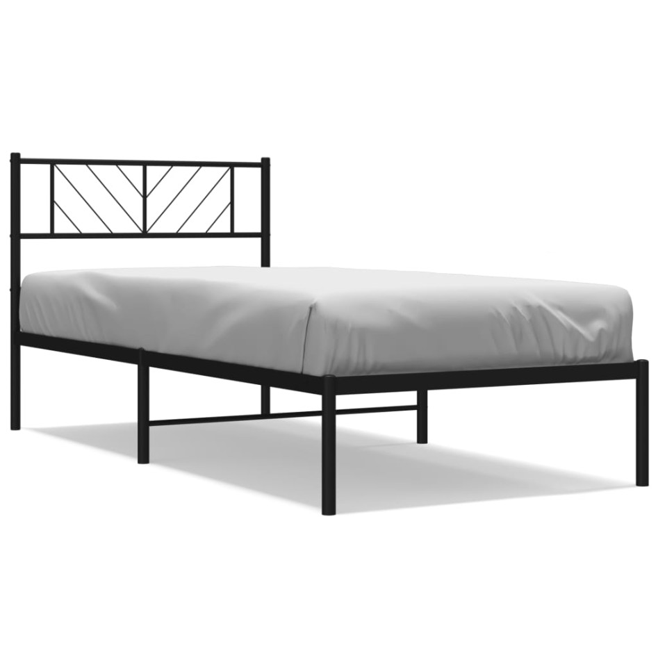 Estructura cama sin colchón con cabecero metal negro 90x200