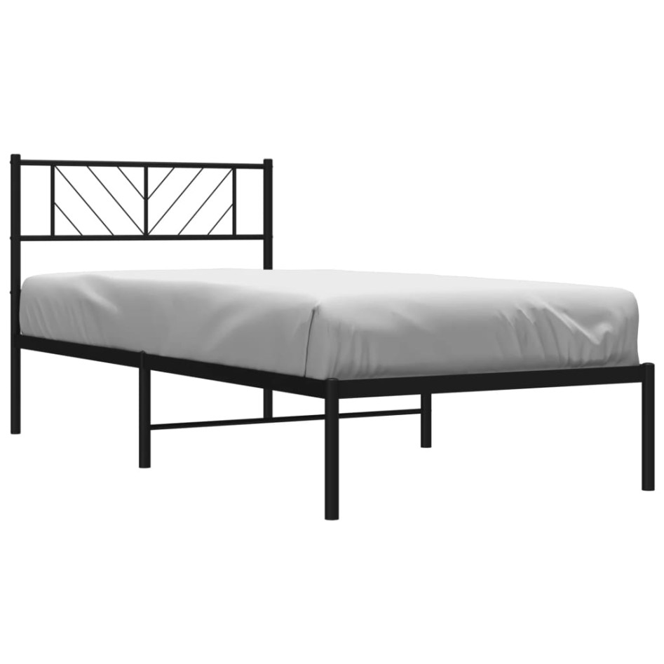 Estructura cama sin colchón con cabecero metal negro 90x200