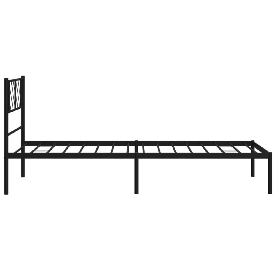Estructura cama sin colchón con cabecero metal negro 90x200