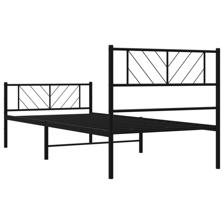 Estructura cama sin colchón con estribo metal negro 75x190