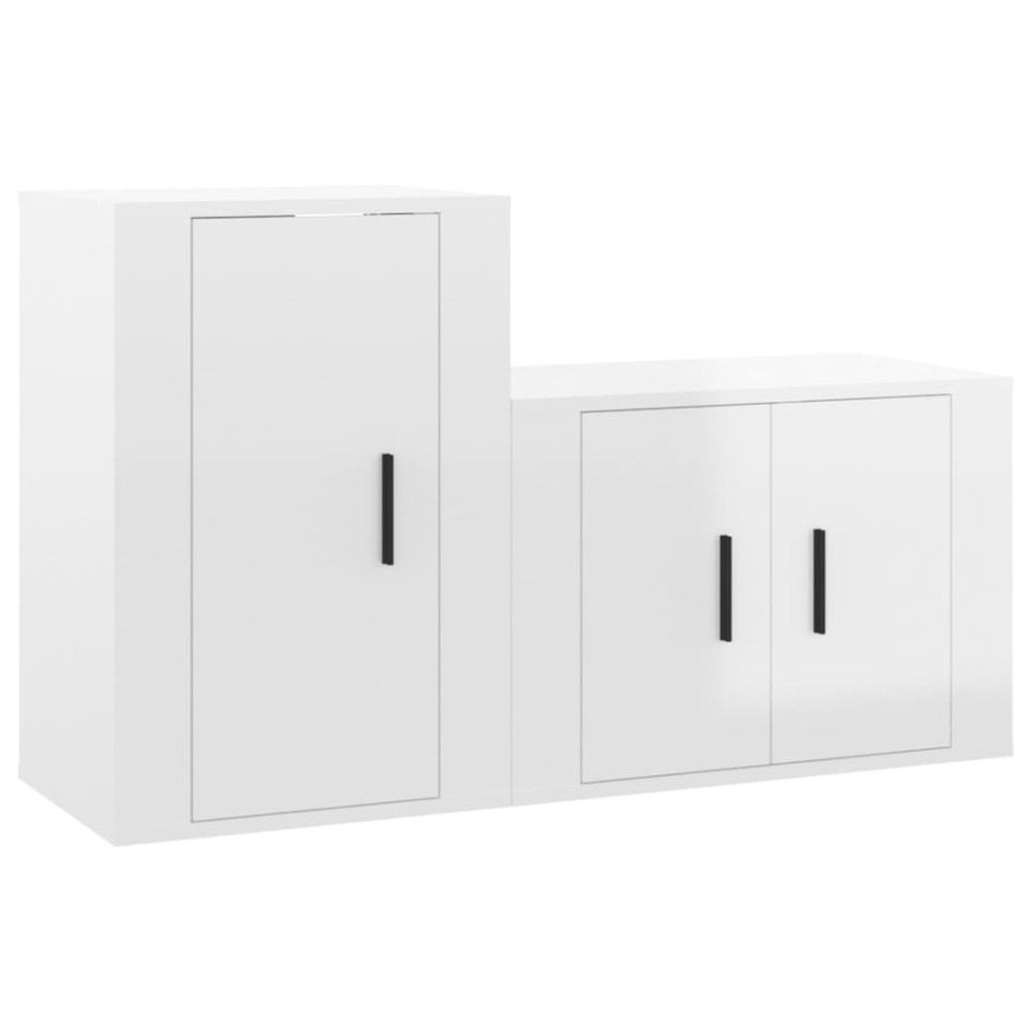 Set de muebles de TV 2 pzas madera contrachapada blanco
