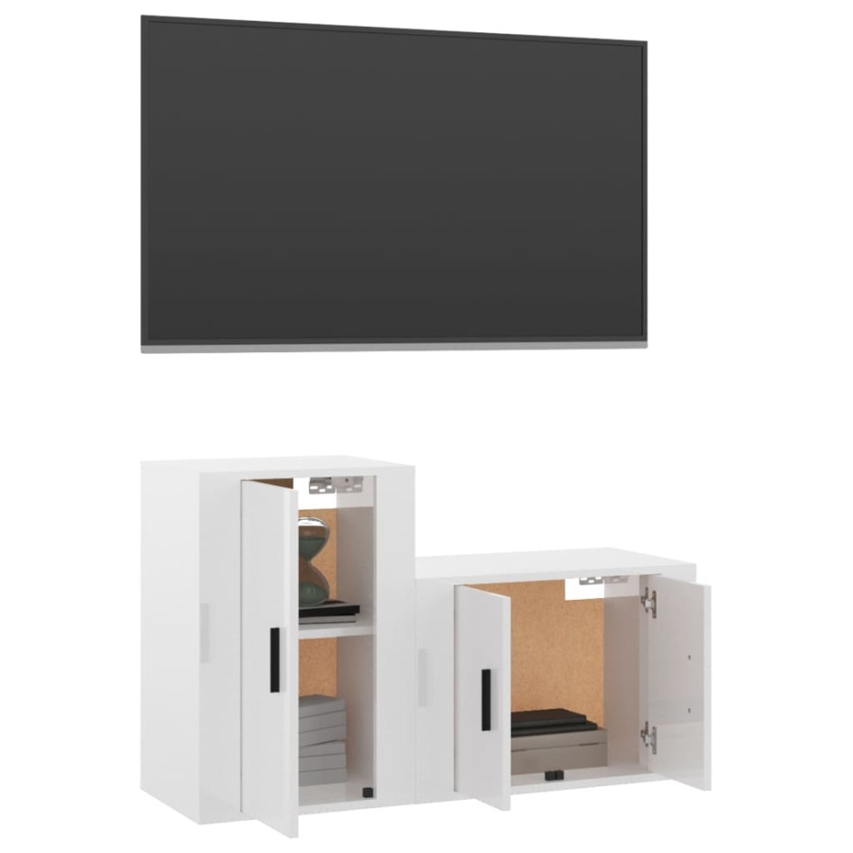 Set de muebles de TV 2 pzas madera contrachapada blanco