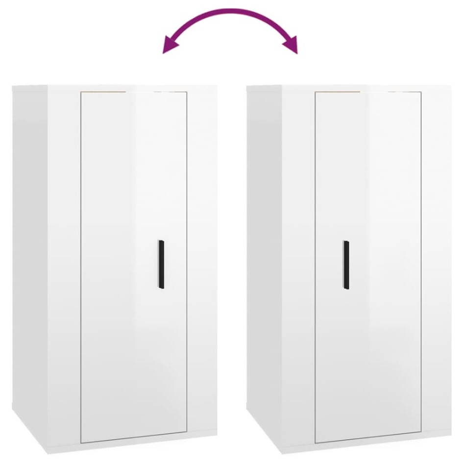 Mueble para TV de pared blanco brillante 40x34,5x80