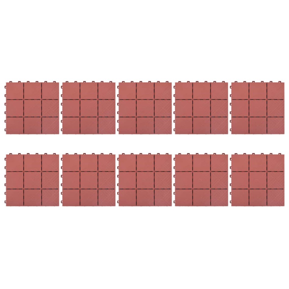 Baldosas de terraza 10 uds plástico rojo 30,5x30,5