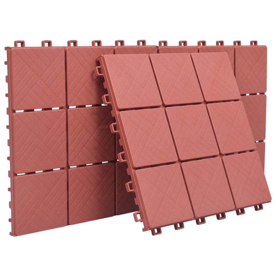 Baldosas de terraza 10 uds plástico rojo 30,5x30,5