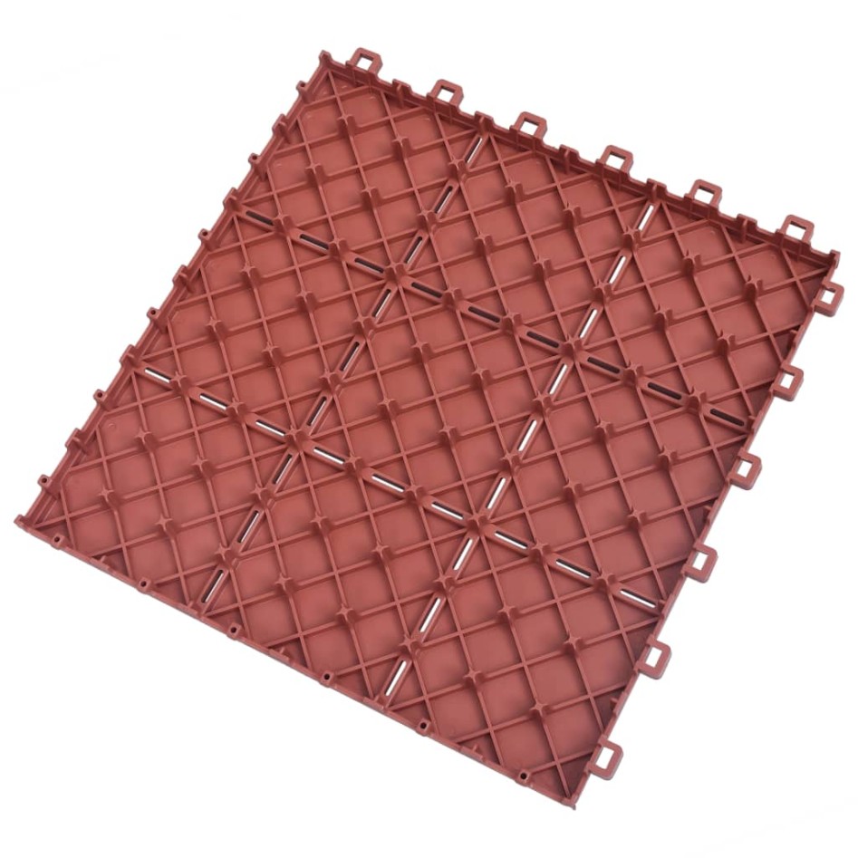 Baldosas de terraza 10 uds plástico rojo 30,5x30,5