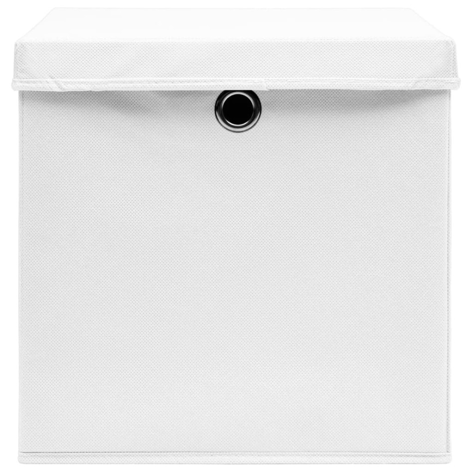 Cajas de almacenaje con tapas 10 uds tela blanco 32x32x32