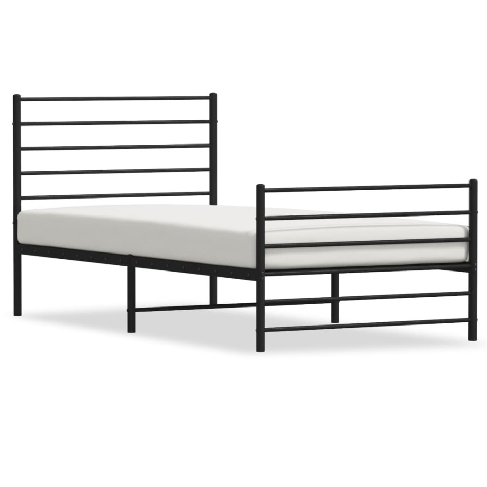 Estructura cama sin colchón con estribo metal negro 75x190