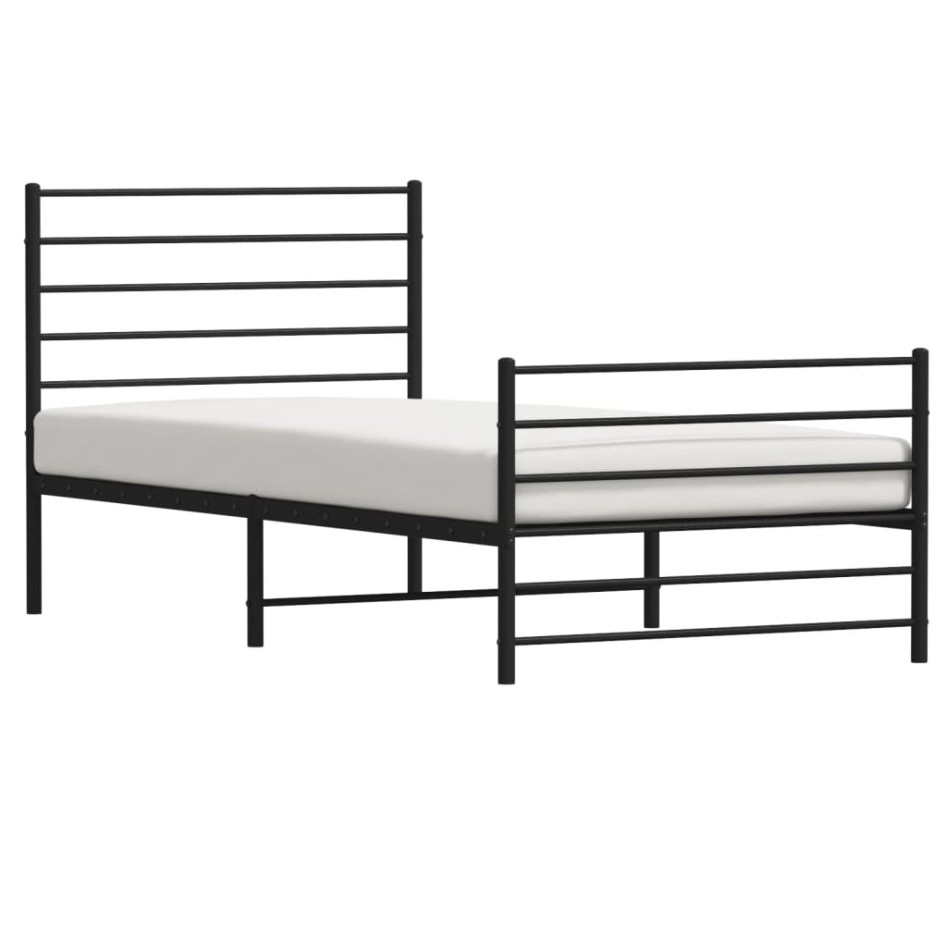 Estructura cama sin colchón con estribo metal negro 75x190