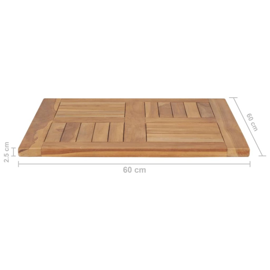 Superficie de mesa de madera maciza de teca 60x60x2,5