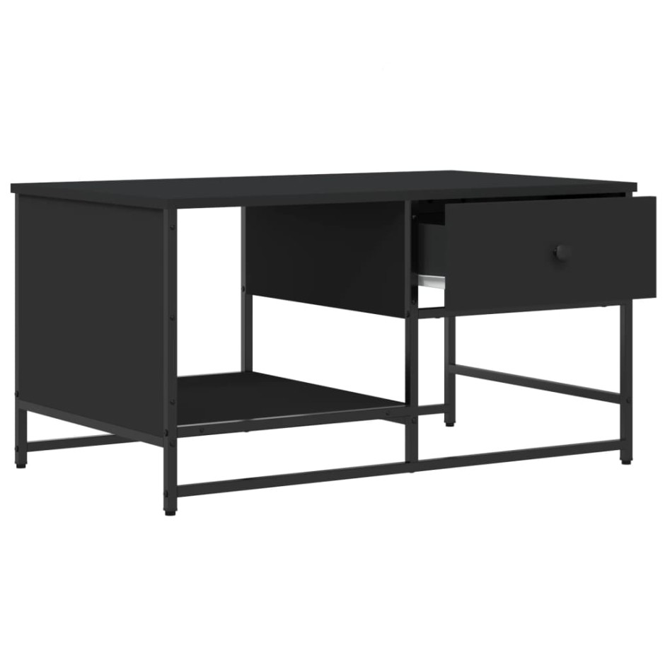 Mesa de centro madera de ingeniería negra 85,5x51x45