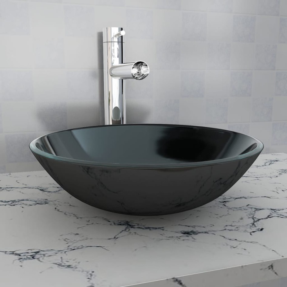 Lavabo de vidrio templado negro 42