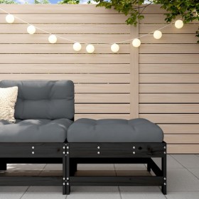 Taburete de jardín con cojín madera maciza de pino