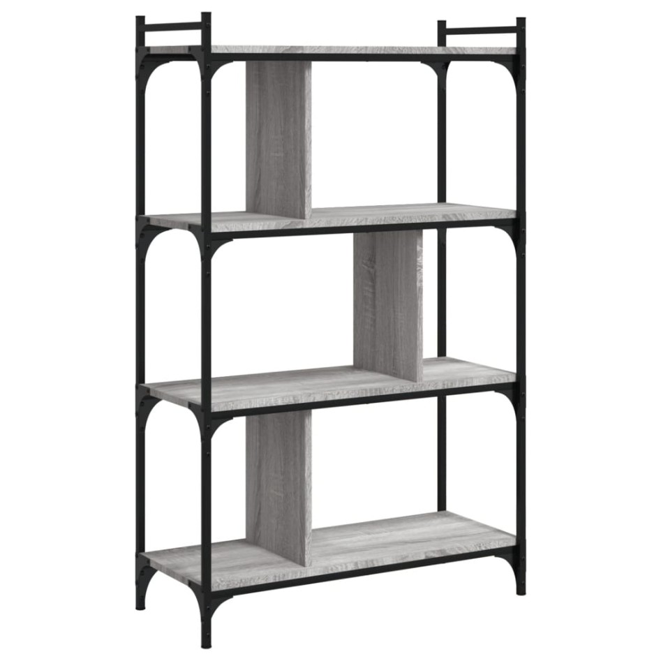 Librería 4 estantes madera ingeniería gris Sonoma 76x32x123
