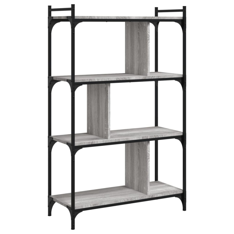 Librería 4 estantes madera ingeniería gris Sonoma 76x32x123