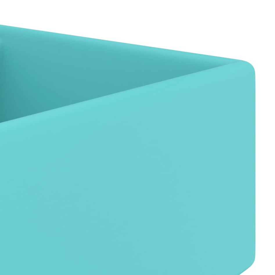 Lavabo cuadrado rebosadero cerámica verde claro mate 41x41