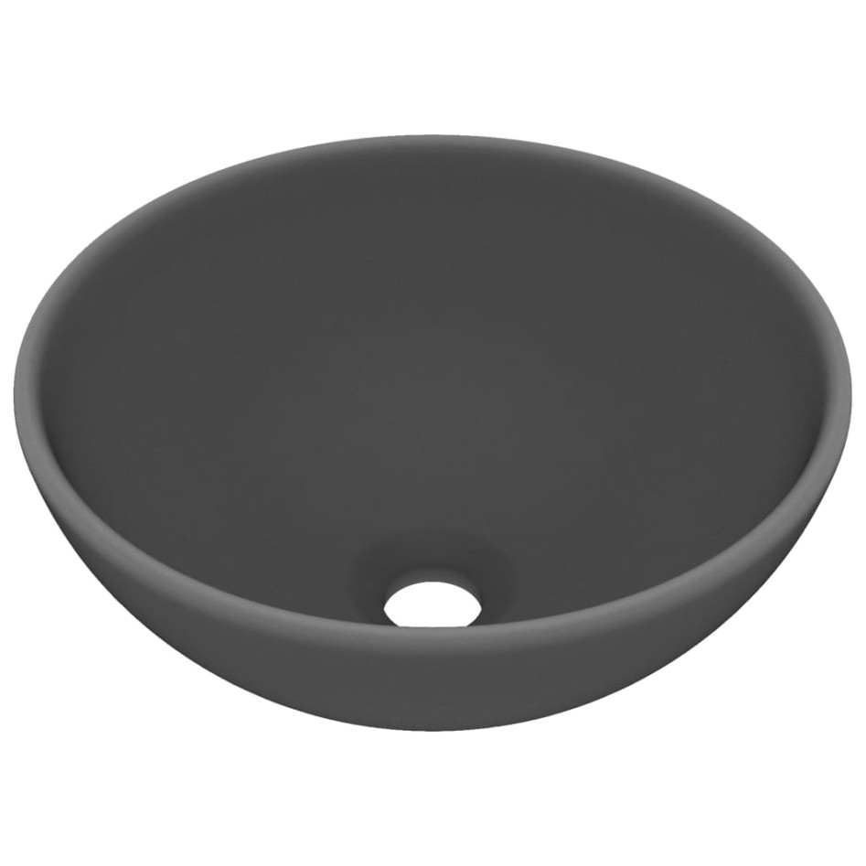 Lavabo de lujo redondo cerámica gris oscuro mate 32,5x14