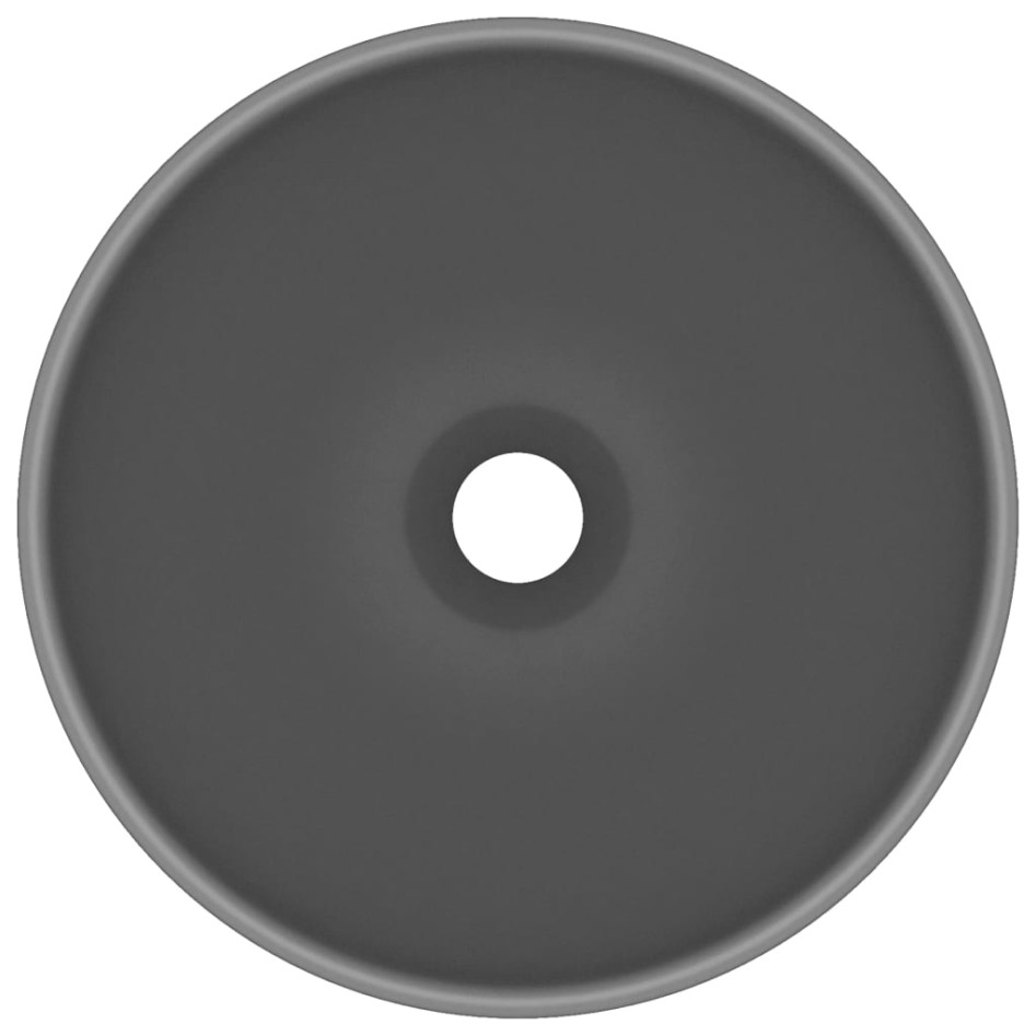 Lavabo de lujo redondo cerámica gris oscuro mate 32,5x14