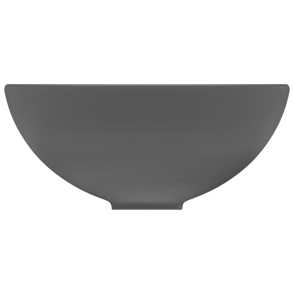 Lavabo de lujo redondo cerámica gris oscuro mate 32,5x14