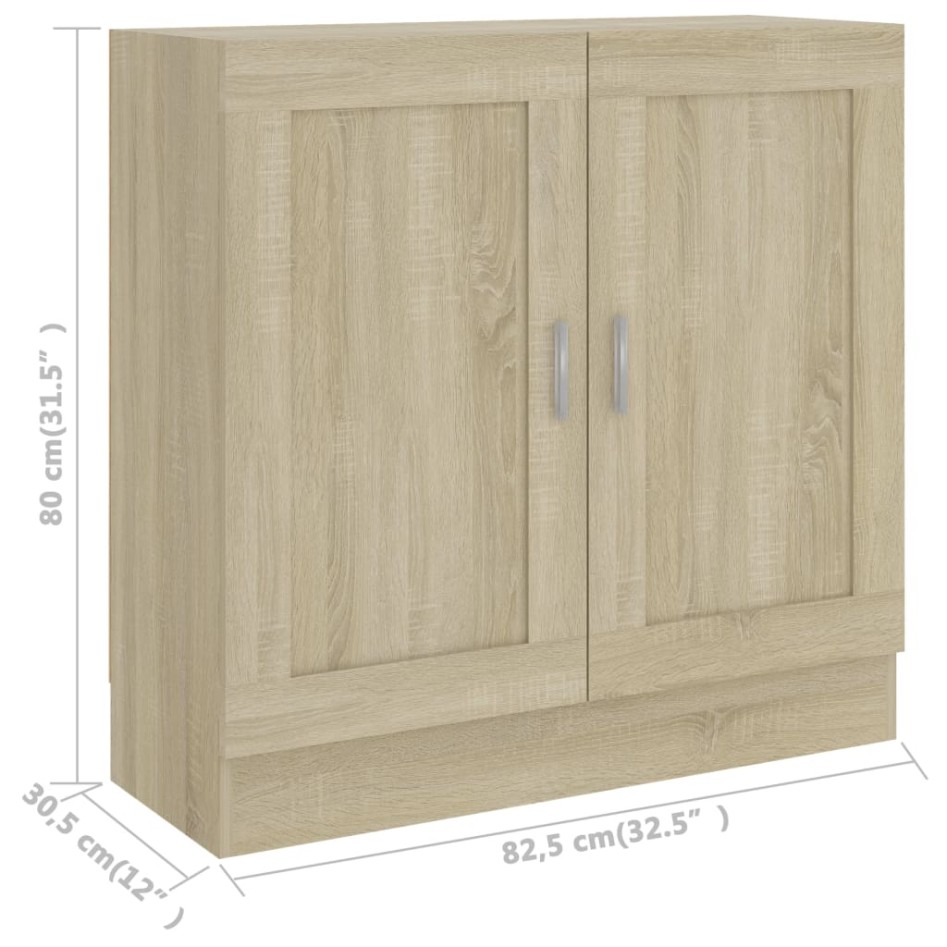 Armario libros madera contrachapada color roble 82,5x30,5x80