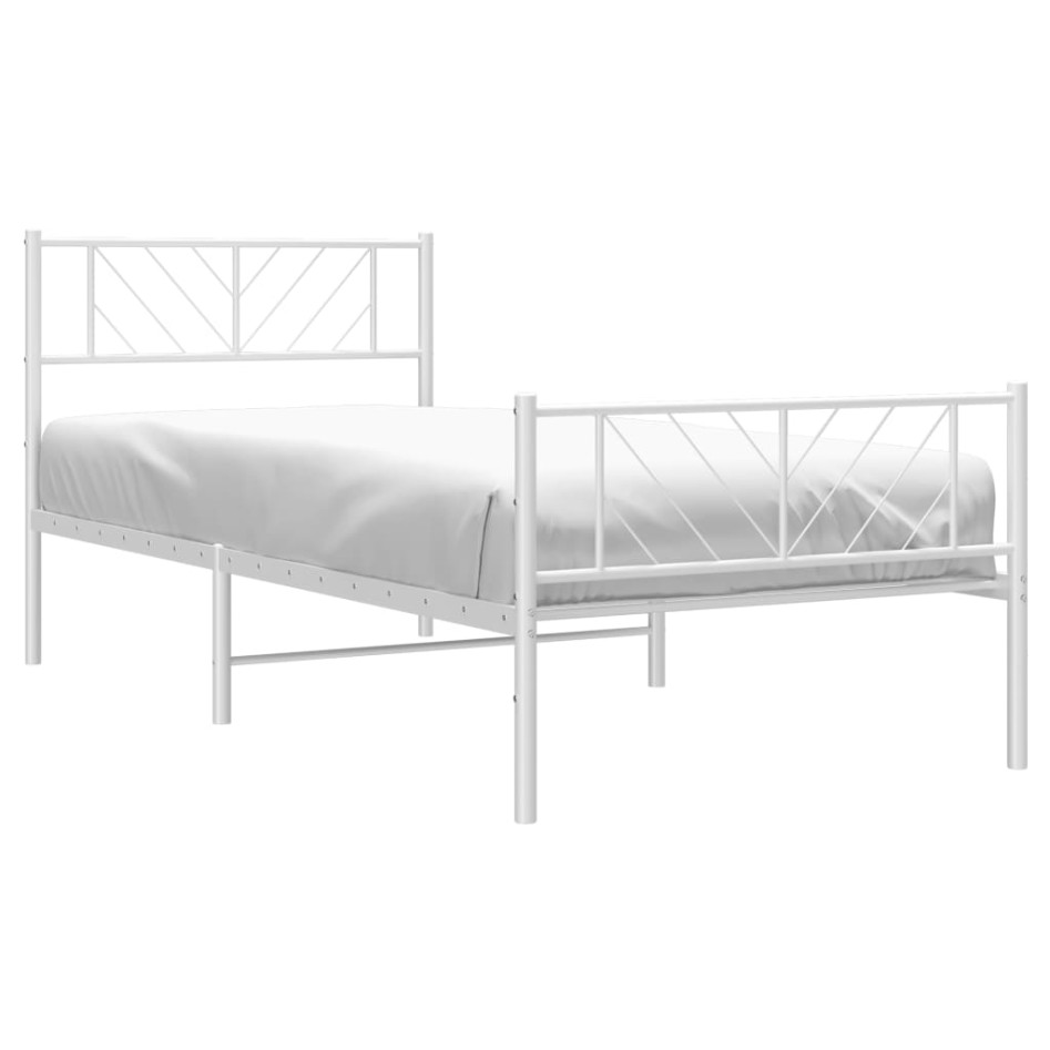 Estructura cama sin colchón con estribo metal blanco 75x190