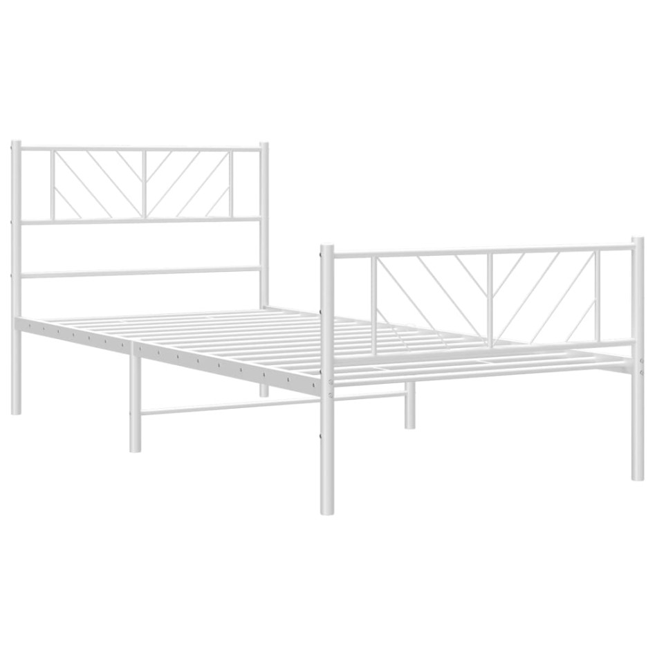 Estructura cama sin colchón con estribo metal blanco 75x190