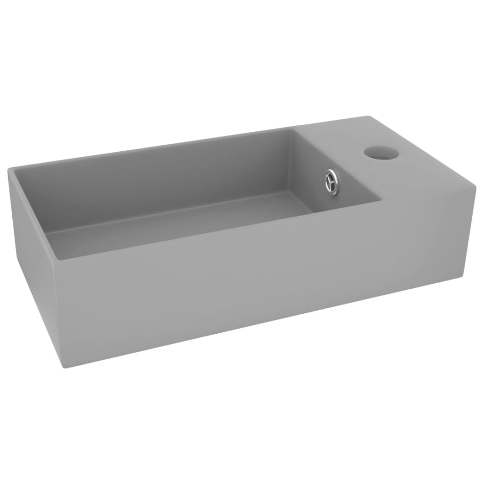 Lavabo con rebosadero cerámica gris