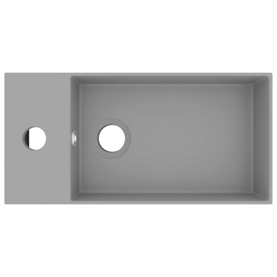 Lavabo con rebosadero cerámica gris