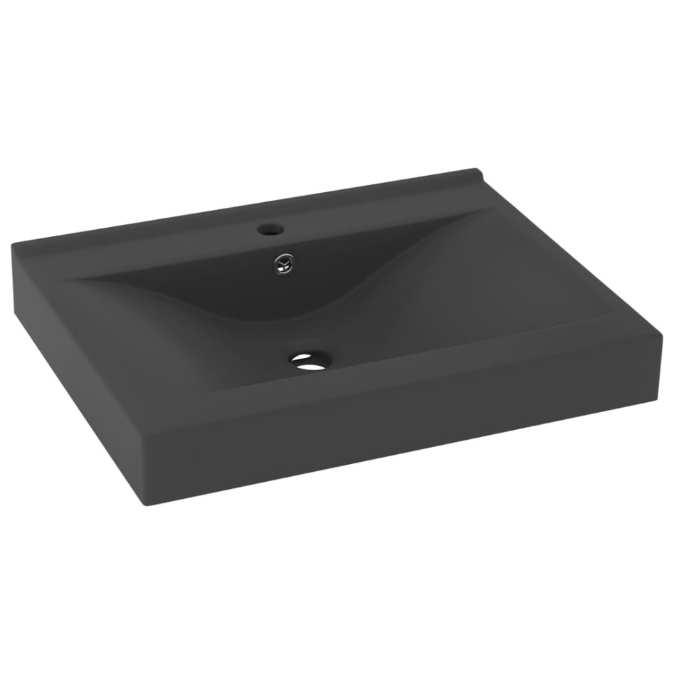 Lavabo de lujo con grifo cerámica gris oscuro 60x46