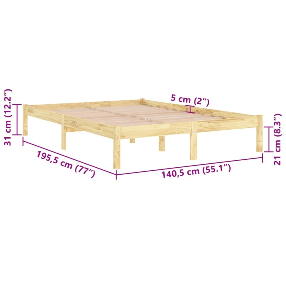 Estructura de cama doble sin colchón madera