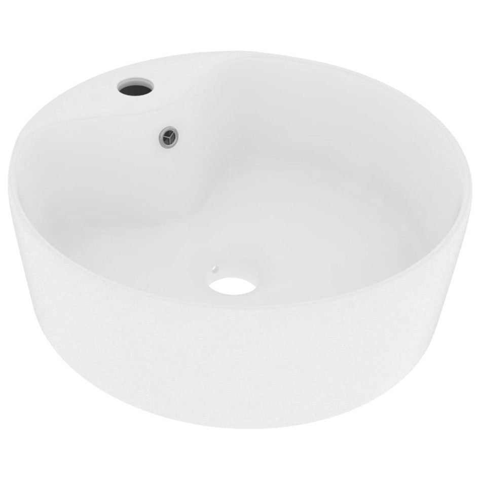 Lavabo lujo con rebosadero cerámica blanco mate 36x13